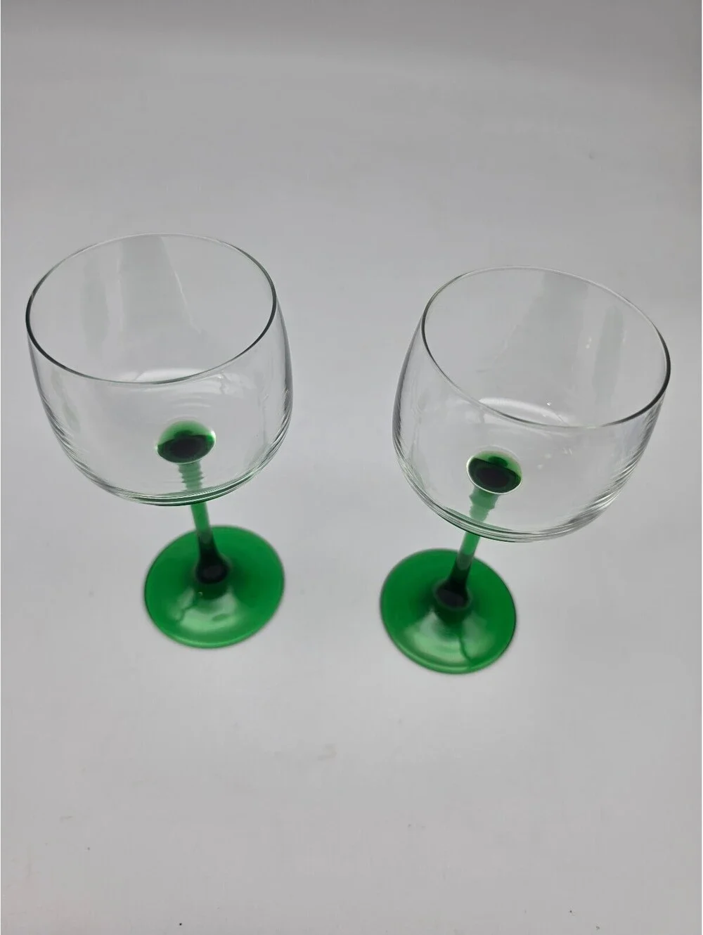 Set of 4 Vintage Green Stem Cocktail Glasses